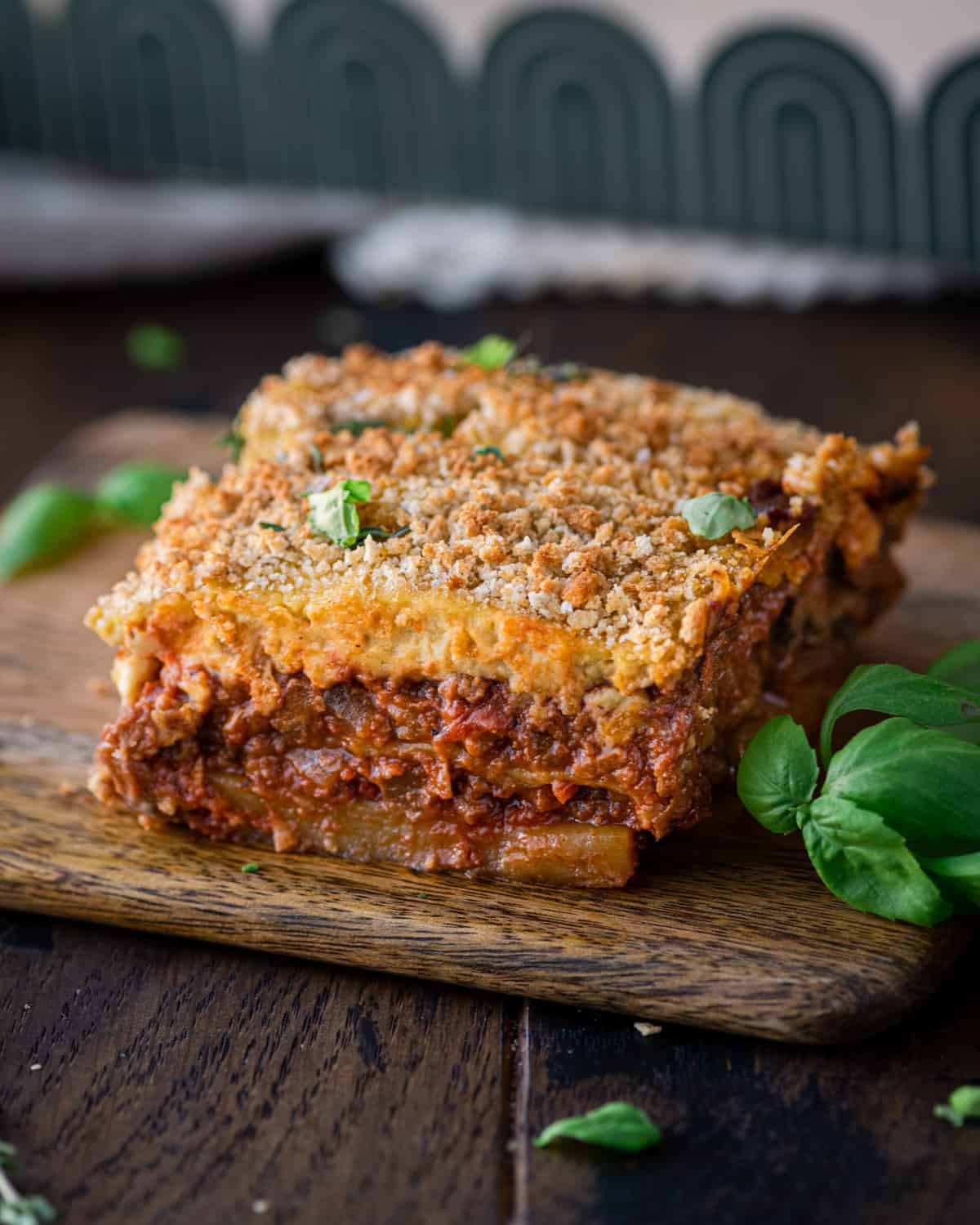 Vegan Moussaka With Ground Meat and Mushrooms